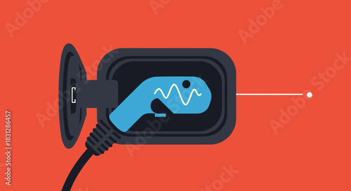 ev charging station plugging into an electric car outlet conveying the future of automotive technology and sustainable transport solutions