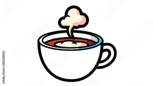 Steaming Cup of Hot Beverage with Wisps of Smoke.