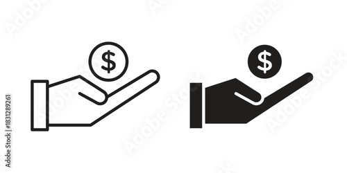 loan icon in filled, thin line, stroke style for website and apps