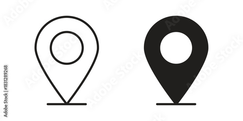 Location icon in filled, thin line, stroke style for website and apps