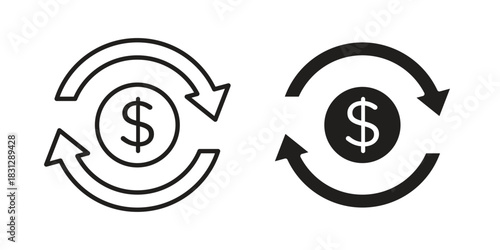 Money transfer icon in filled, thin line, stroke style for website and apps