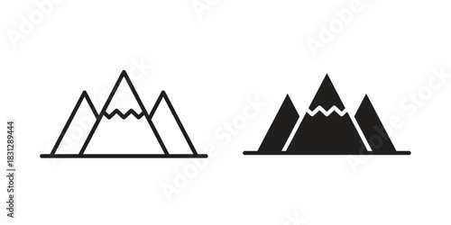 Mountain icon in filled, thin line, stroke style for website and apps