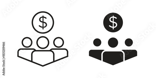 Mutual funds icon in filled, thin line, stroke style for website and apps