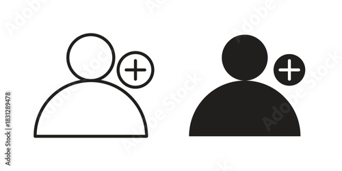 New account icon in filled, thin line, stroke style for website and apps