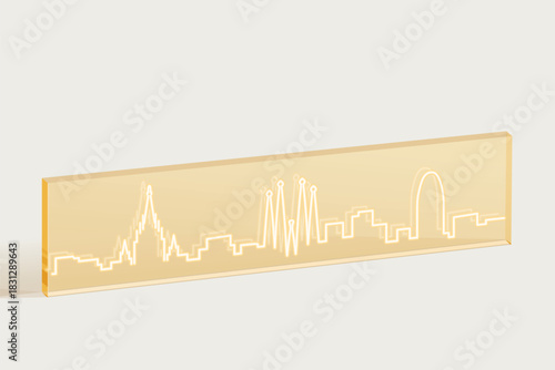 Barcelona Engraved Skyline on Transparent Material - Minimal Line Art