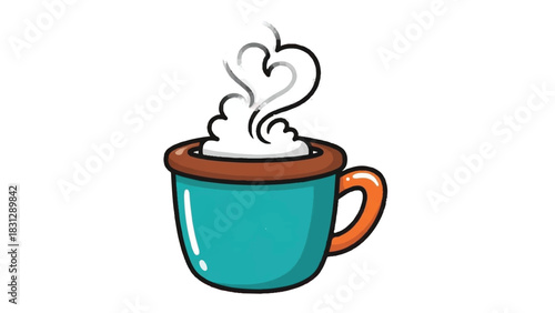 A steaming cup of hot beverage with frothy foam.