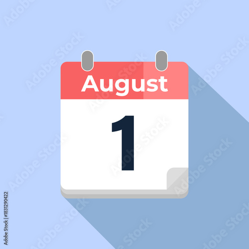 August 1 Vector Calendar
Modern flat color vector calendar with date