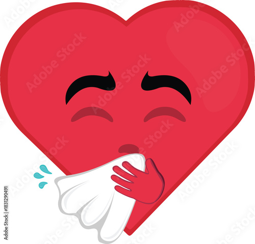 vector illustration emoticon character heart cartoon, with a headscarf, an eye patch and a pirate sword