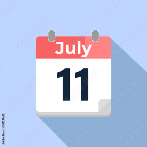 July 11 Vector Calendar
Modern flat color vector calendar with date