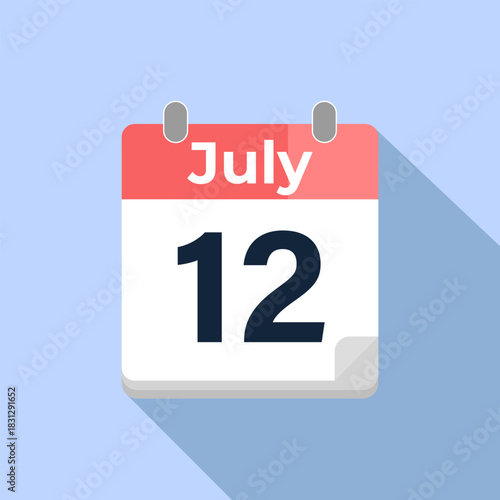 July 12 Vector Calendar
Modern flat color vector calendar with date