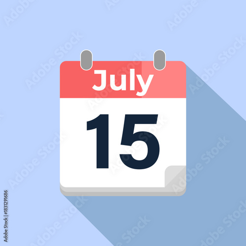 July 15 Vector Calendar
Modern flat color vector calendar with date