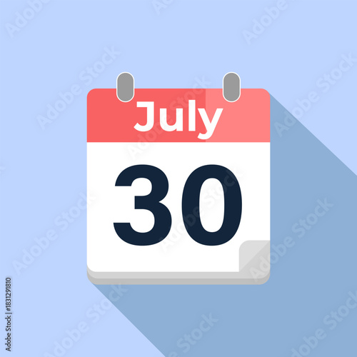 July 30 Vector Calendar
Modern flat color vector calendar with date
