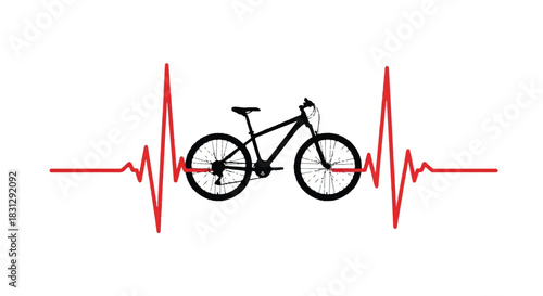 Mountain Bike Heartbeat EKG Line Symbol.