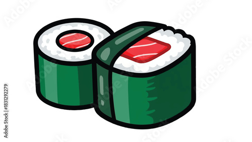 Two delicious sushi rolls with fresh tuna filling.