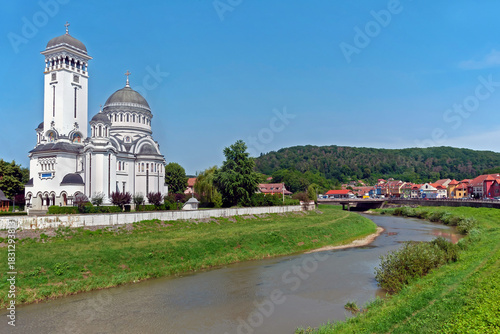 Wallpaper Mural Sighisoara downtown with Holy Trinity Church on the river bank in Romania Torontodigital.ca
