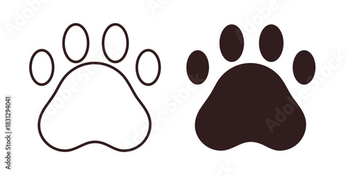 Paw icon symbol. Vector EPS 10. line and glyph icon