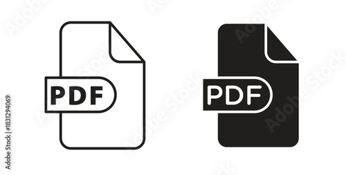 PDF file icon symbol. Vector EPS 10. line and glyph icon