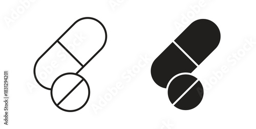 Pills icon symbol. Vector EPS 10. line and glyph icon