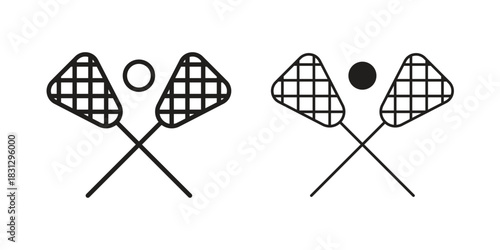 Lacrosse icon doodle set. editable outline stroke vector eps