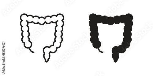 Large intestine icon doodle set. editable outline stroke vector eps