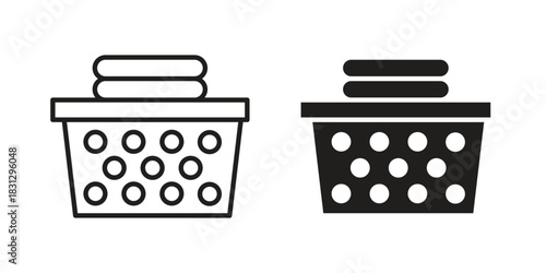 laundry hamper icon doodle set. editable outline stroke vector eps