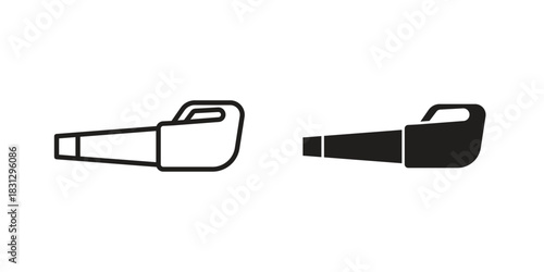 Leaf blower icon doodle set. editable outline stroke vector eps