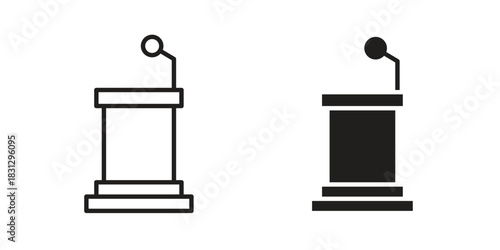 Lectern icon doodle set. editable outline stroke vector eps