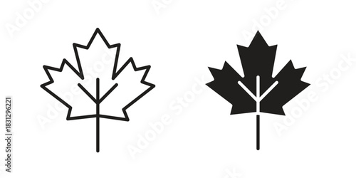 Maple leaf icon doodle set. editable outline stroke vector eps