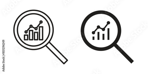 Market research icon doodle set. editable outline stroke vector eps