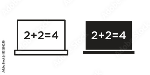 Math class icon doodle set. editable outline stroke vector eps