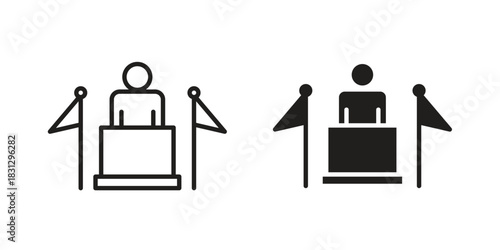 Mayor icon doodle set. editable outline stroke vector eps