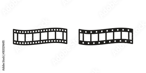 Negative film icon doodle set. editable outline stroke vector eps