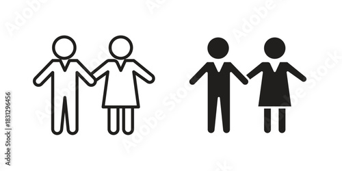 Newlyweds icon doodle set. editable outline stroke vector eps