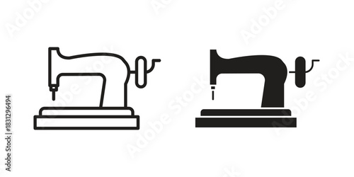 Old sewing machine icon doodle set. editable outline stroke vector eps