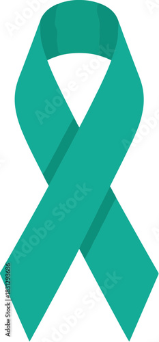 Teal awareness ribbon symbol for ovarian cancer and sexual assault awareness.