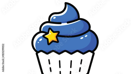 Blue Frosted Cupcake with Star Topping.