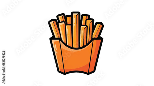 A cartoon illustration of a box of french fries.