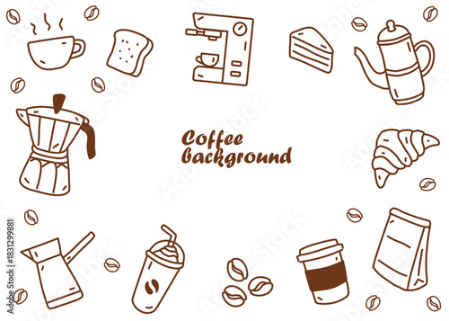 A set of coffee illustration pattern with white background, food packaging, menu illustration hand drawn print ads, food business, coffee shop