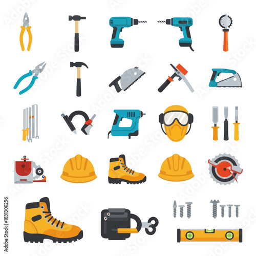 Construction Tools and Safety Gear - A Comprehensive Collection for Building Projects.