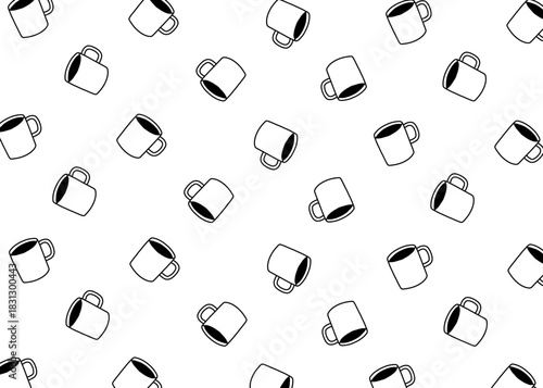 Coffee illustration pattern with white background, food packaging, menu illustration hand drawn print ads, food business, coffee shop