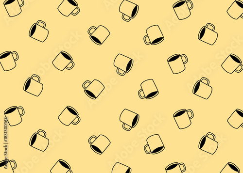 Coffee illustration pattern with cream background, food packaging, menu illustration hand drawn print ads, food business, coffee shop