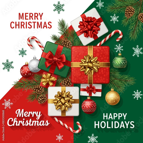 Festive Christmas cheer arrangement with gifts and decorations for joyous season