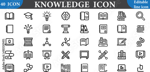 Collection of knowledge and education line icons