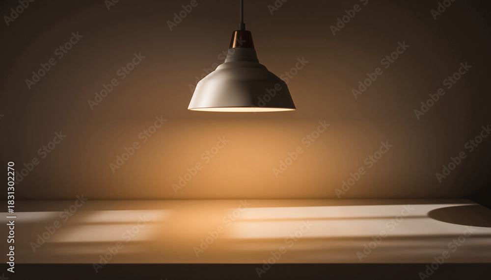 Obraz premium A pendant lamp illuminates a blank surface with shadows