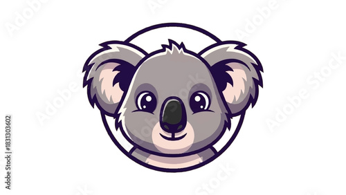 Cute Koala Face Cartoon Illustration.