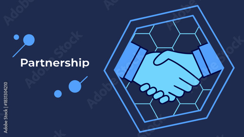 Digital Business Partnership Handshake Collaboration Agreement with vector illustration
