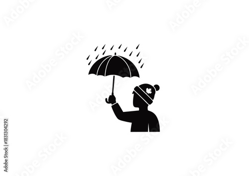 Person Holding Umbrella in the Rain Weather Protection and Seasonal Activities Concept