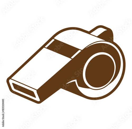 Vector illustration of a brown and white sports whistle on a transparent background