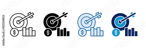 Sales Target Icon Set Multiple Style Collection