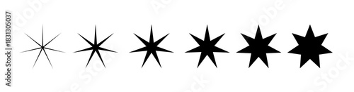 A view of a variations of a 7-sided star shape.